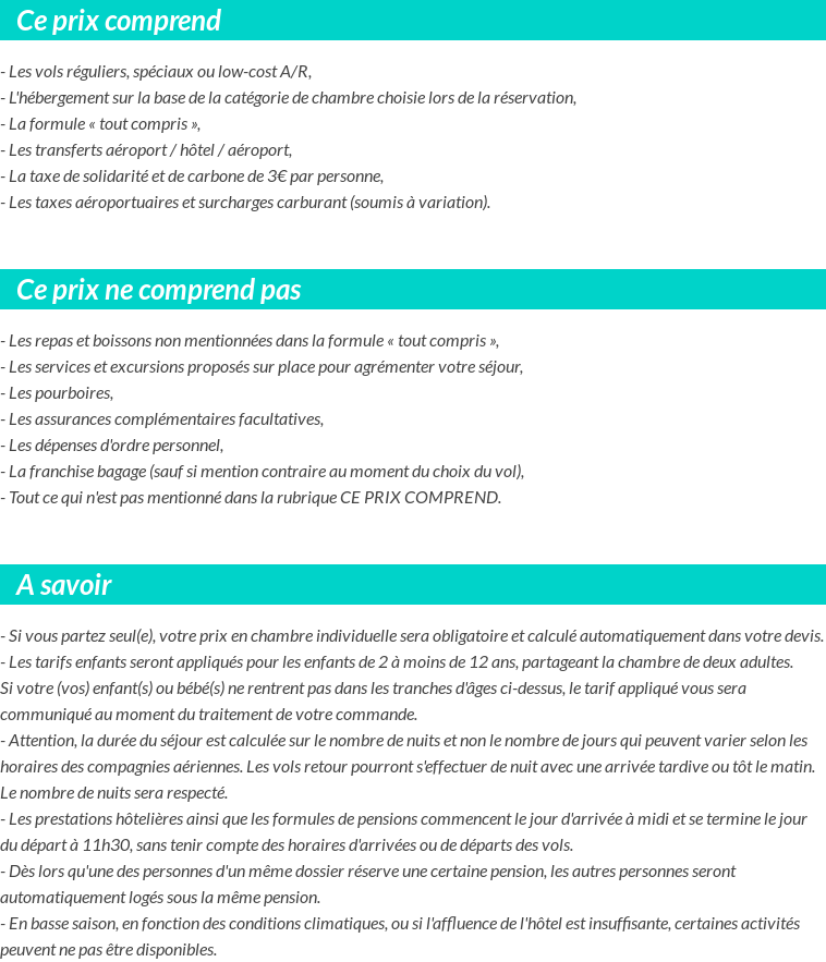 Conditions tarifaires