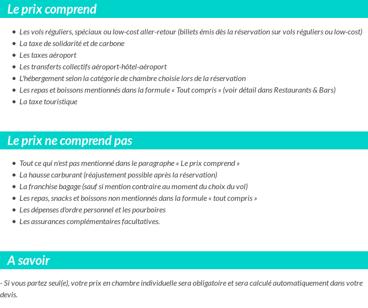 Conditions tarifaires