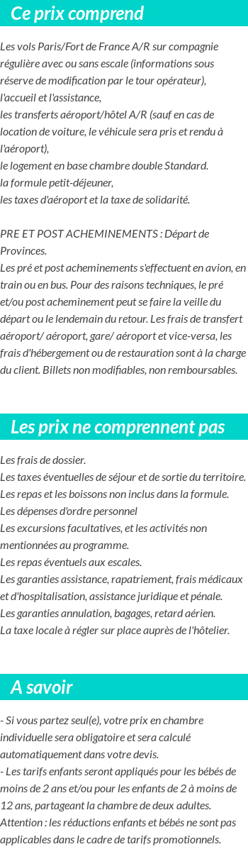 Conditions tarifaires