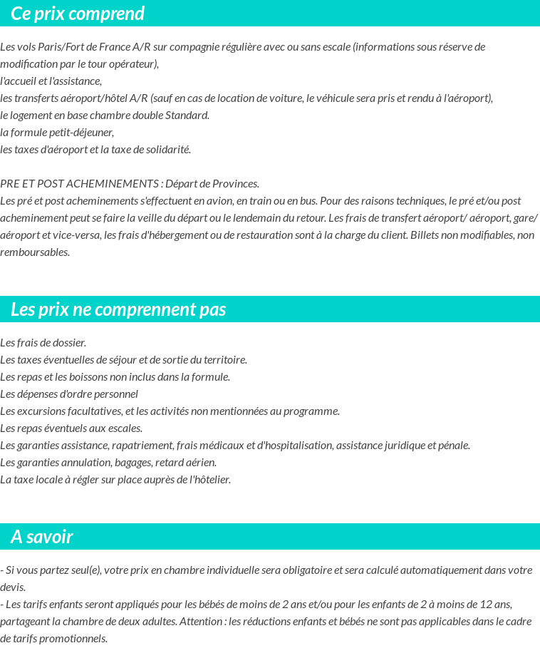 Conditions tarifaires