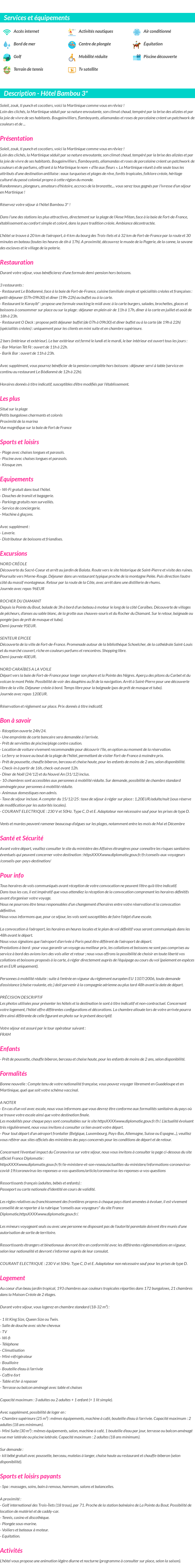Détails du séjour