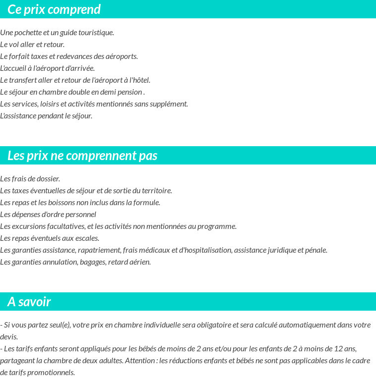 Conditions tarifaires