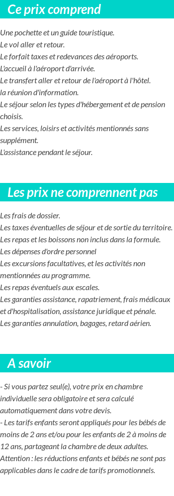 Conditions tarifaires