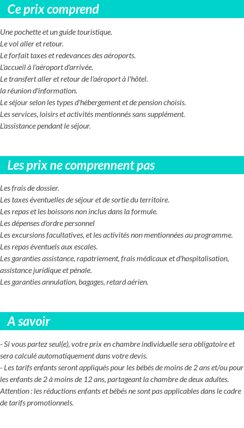 Conditions tarifaires