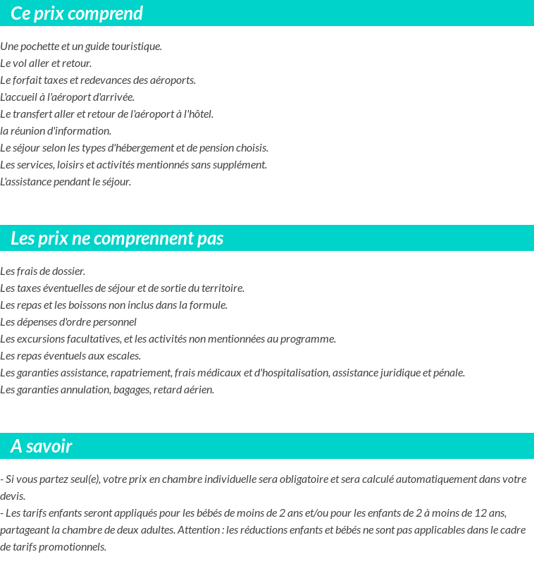 Conditions tarifaires