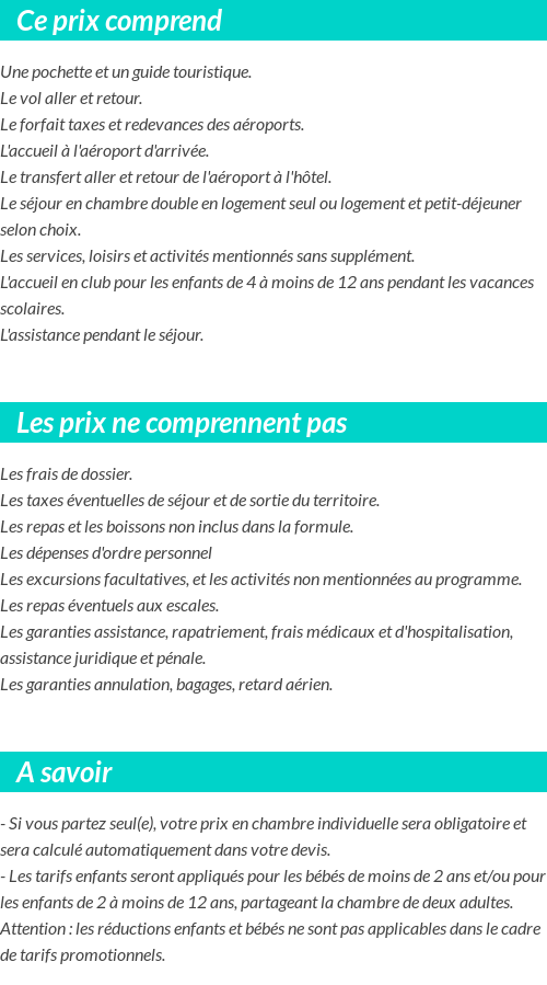 Conditions tarifaires