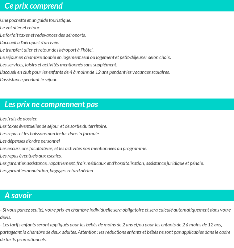 Conditions tarifaires