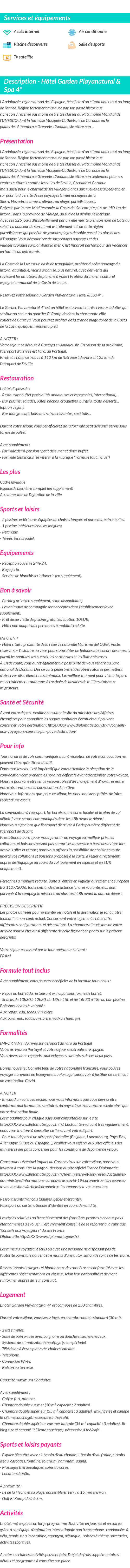 Détails du séjour