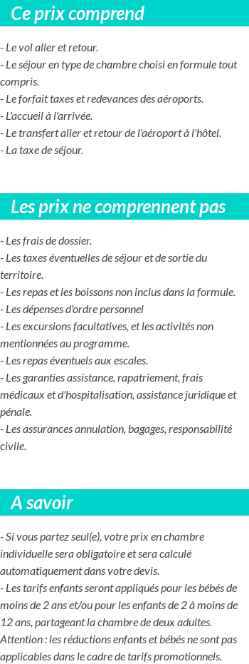 Conditions tarifaires