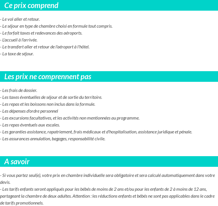 Conditions tarifaires