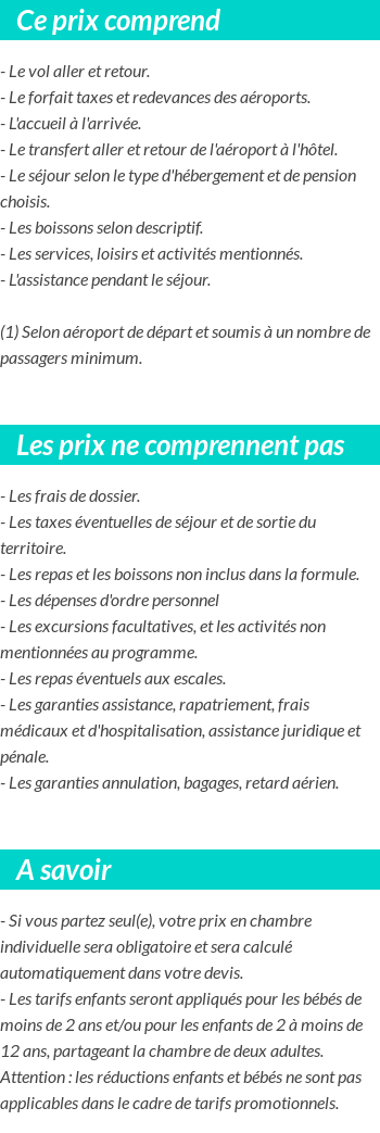 Conditions tarifaires