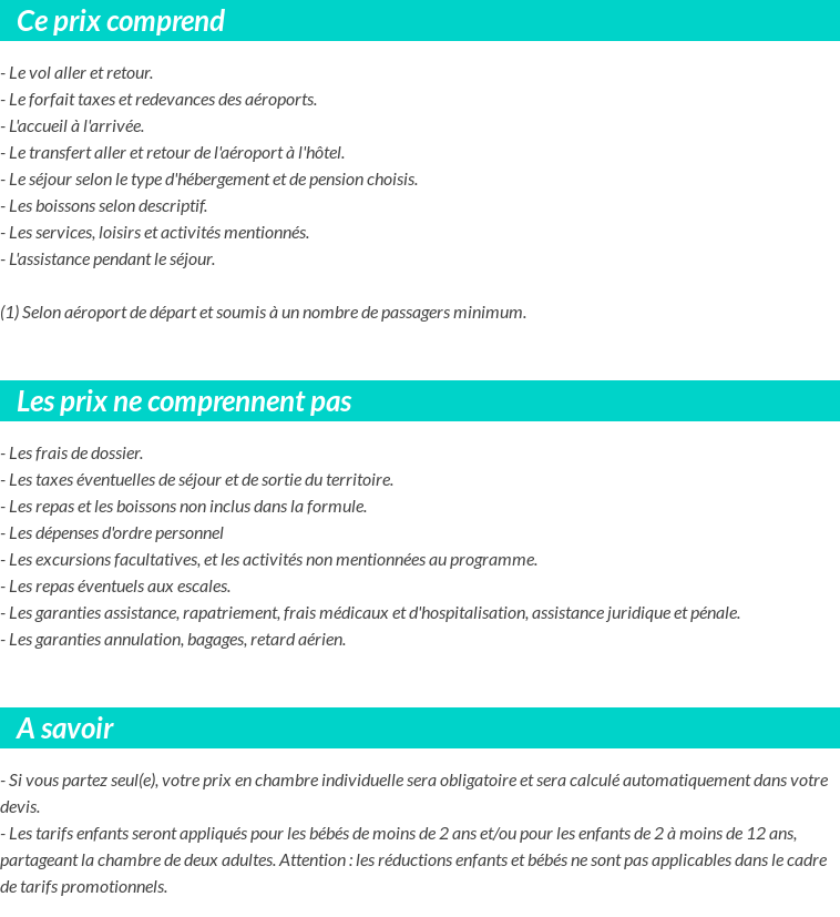 Conditions tarifaires