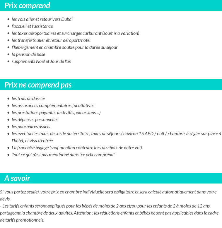 Conditions tarifaires