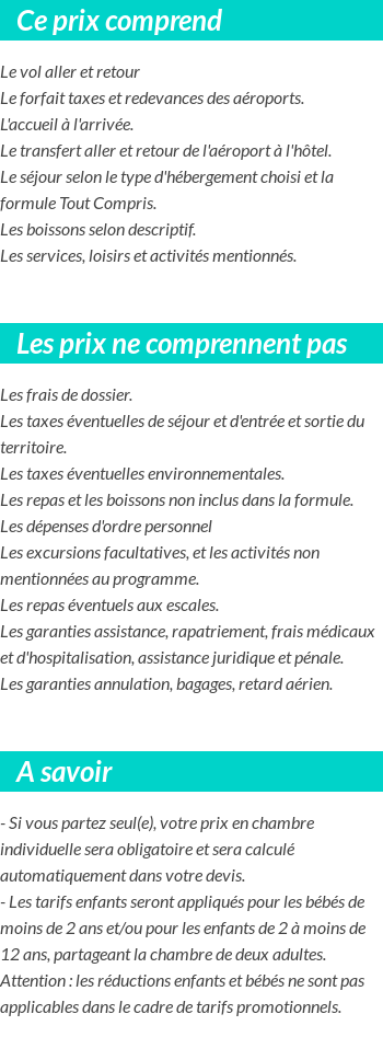 Conditions tarifaires