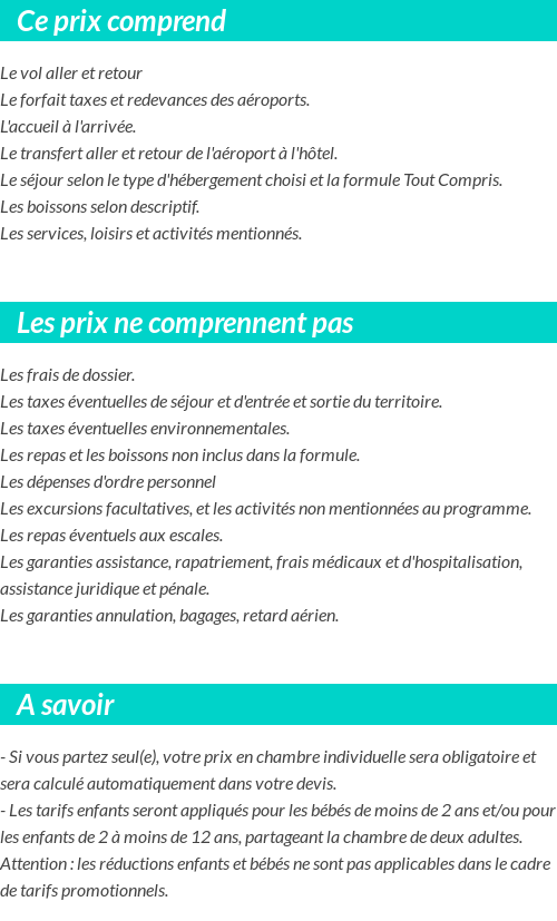 Conditions tarifaires