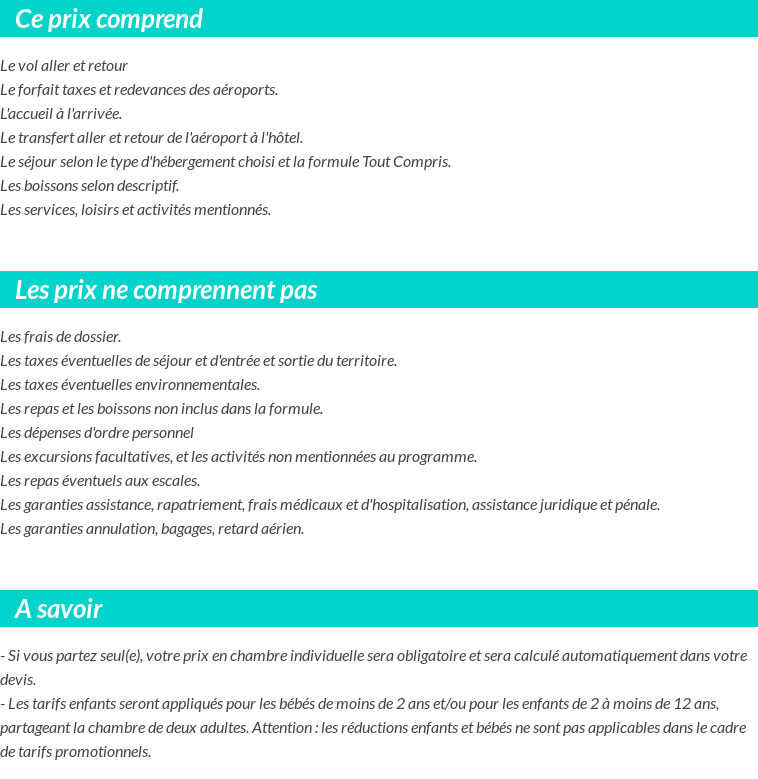 Conditions tarifaires