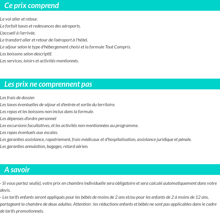 Conditions tarifaires