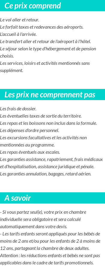 Conditions tarifaires