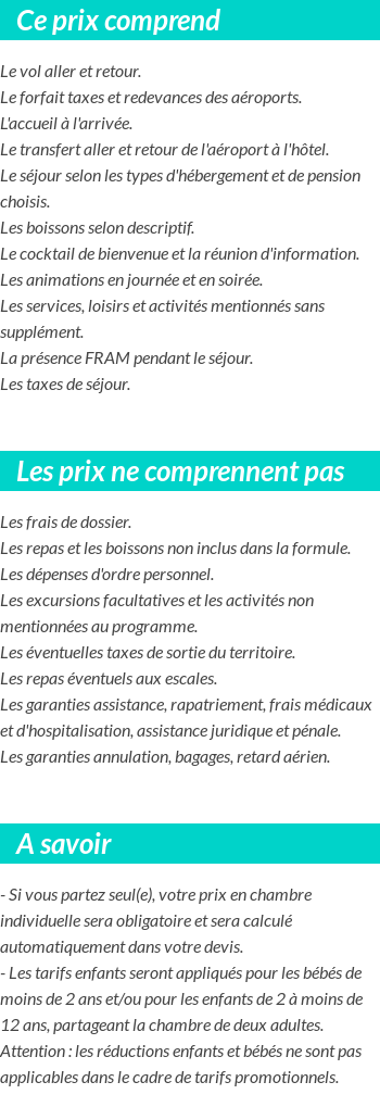 Conditions tarifaires