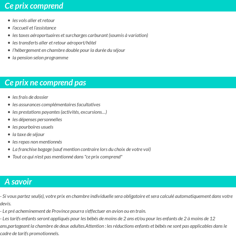 Conditions tarifaires