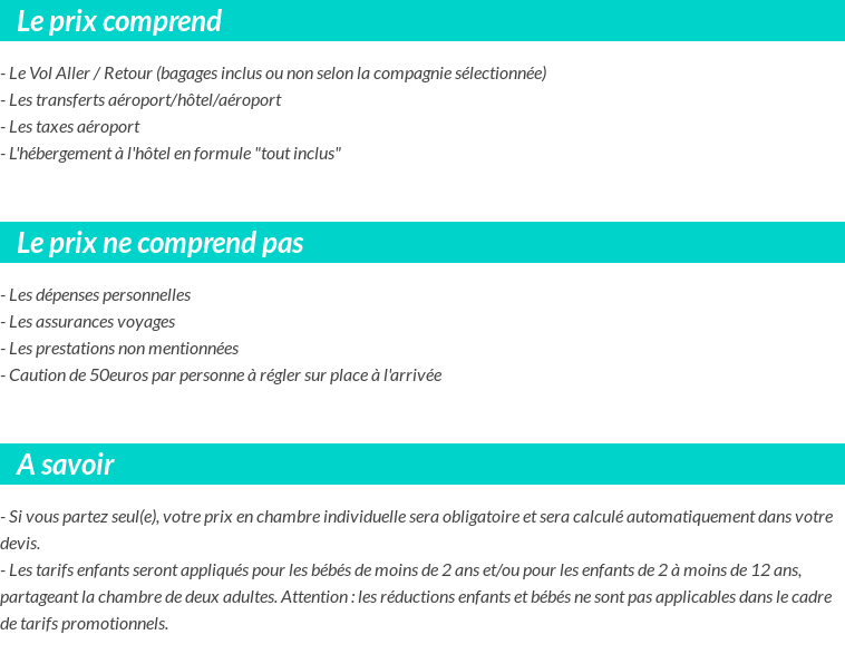 Conditions tarifaires