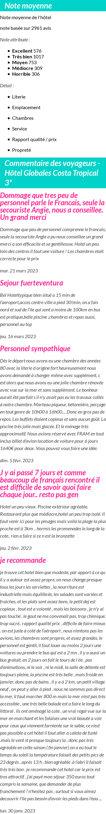 Avis clients