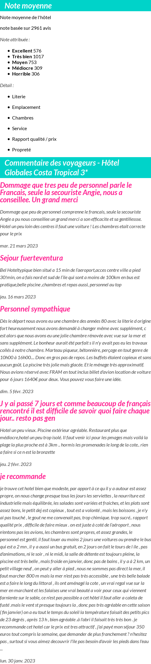Avis clients