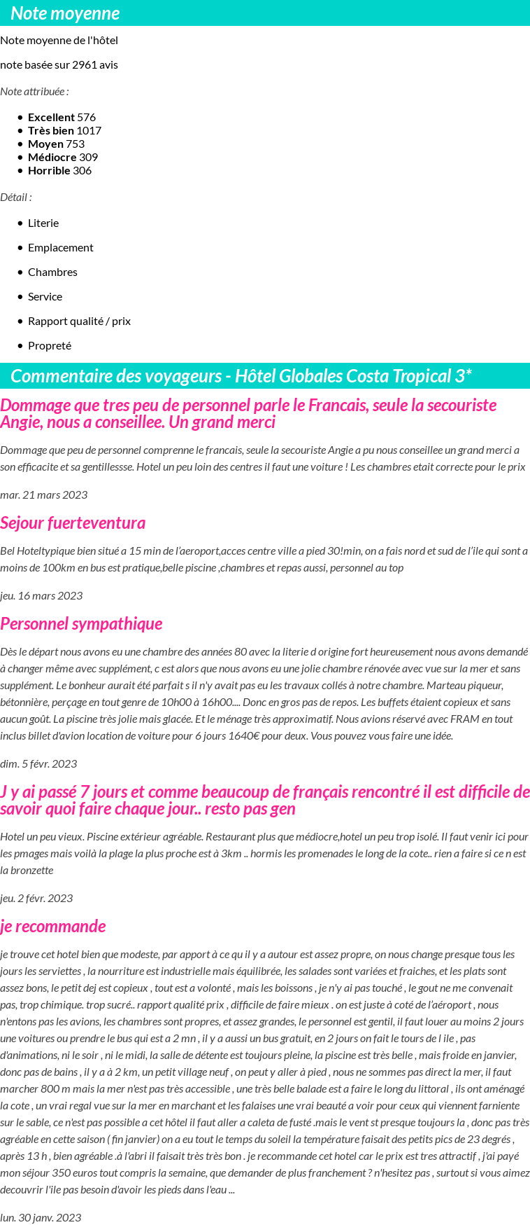 Avis clients