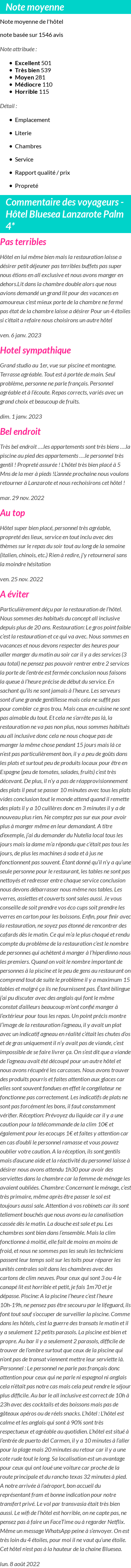 Avis clients