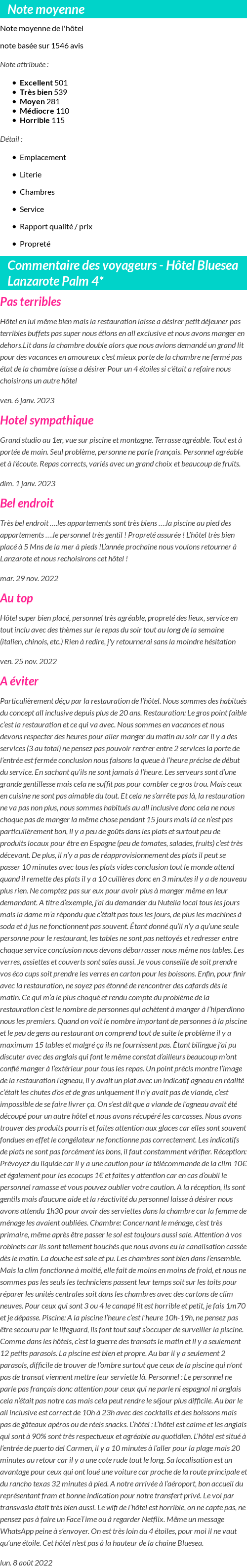 Avis clients