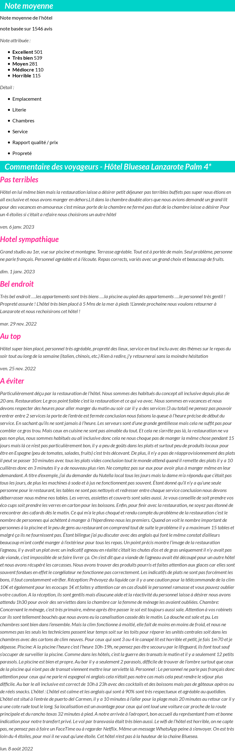 Avis clients
