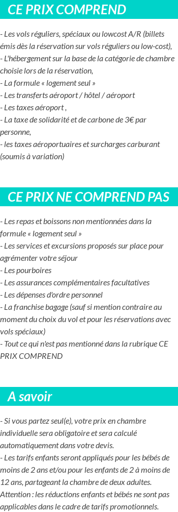 Conditions tarifaires