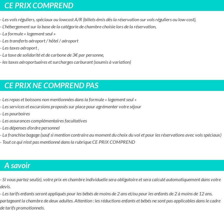 Conditions tarifaires