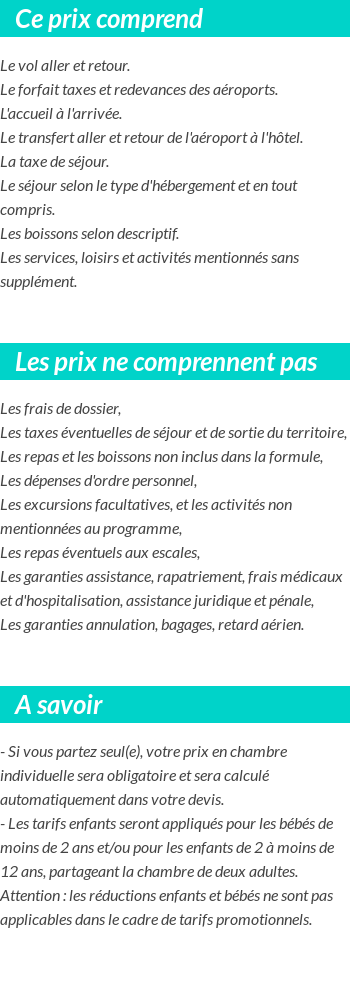 Conditions tarifaires