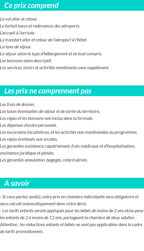 Conditions tarifaires