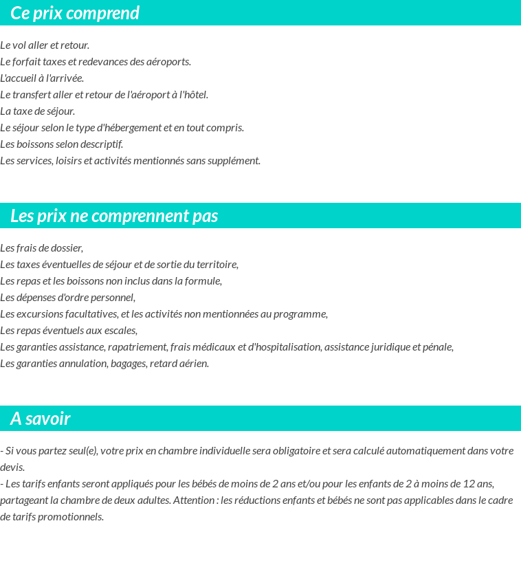 Conditions tarifaires