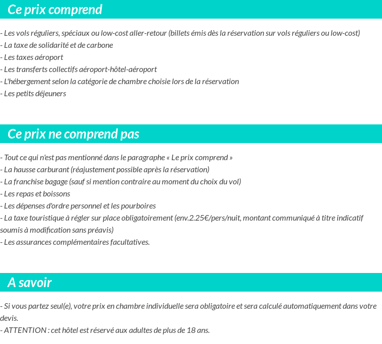 Conditions tarifaires