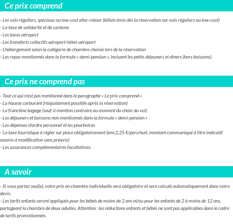 Conditions tarifaires