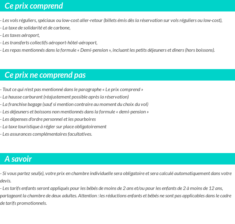 Conditions tarifaires