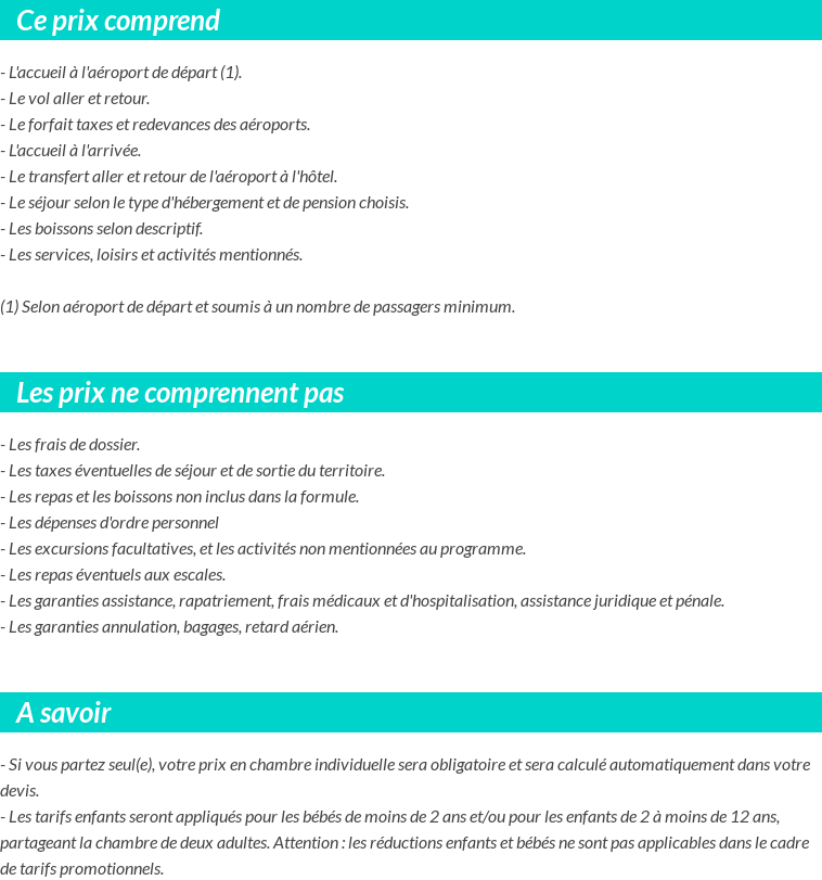 Conditions tarifaires