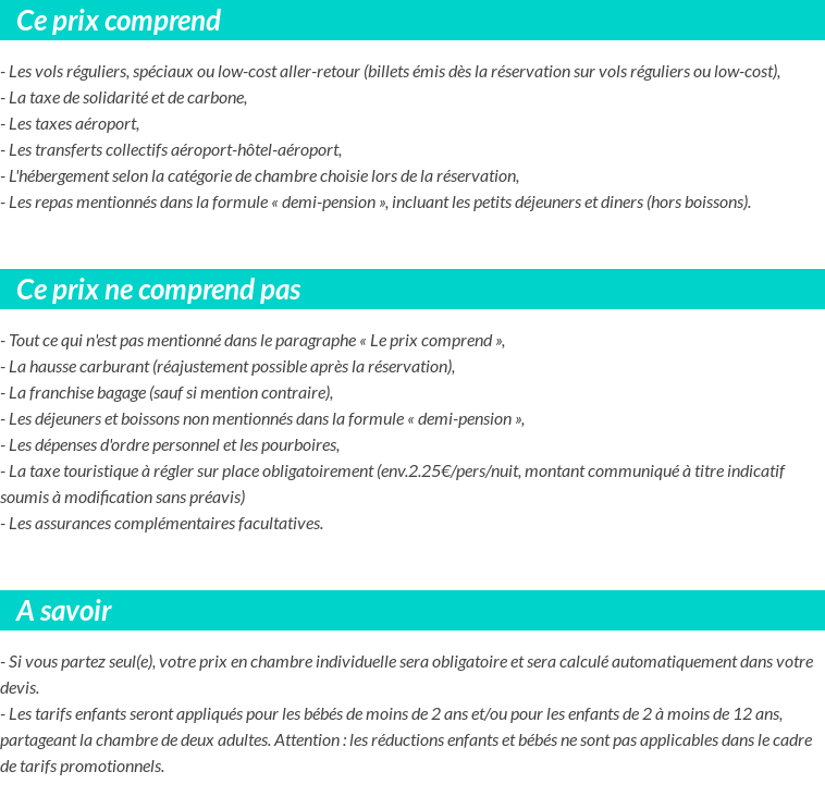 Conditions tarifaires