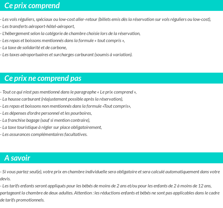 Conditions tarifaires