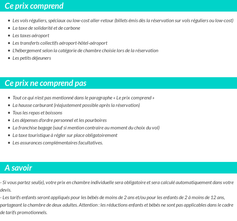 Conditions tarifaires