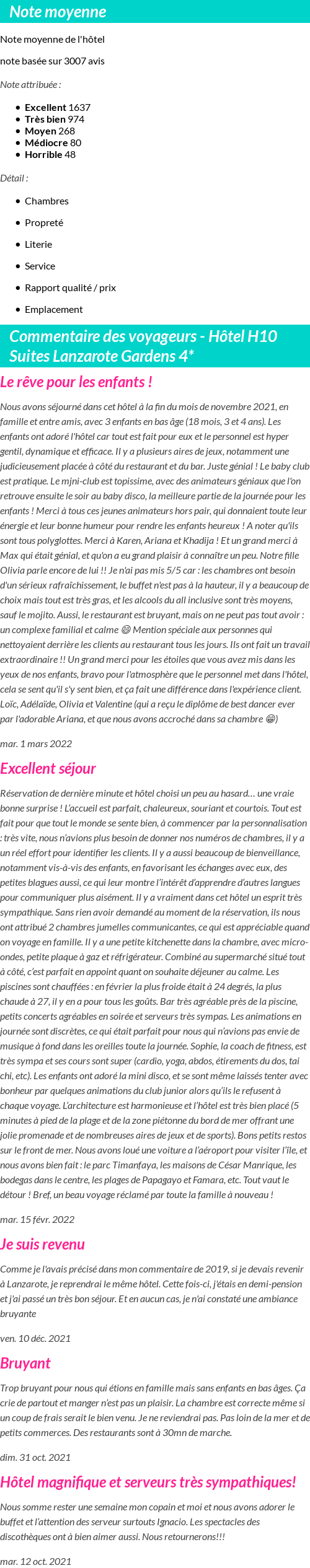 Avis clients