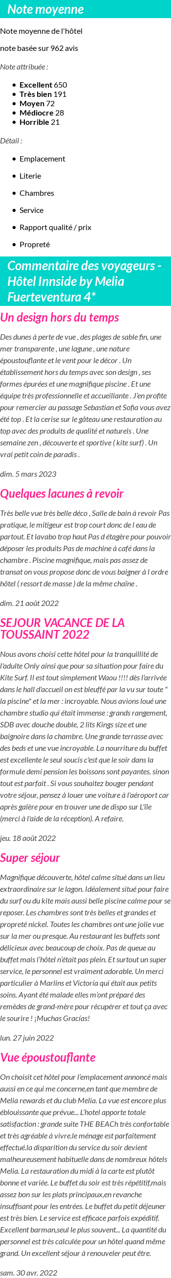 Avis clients