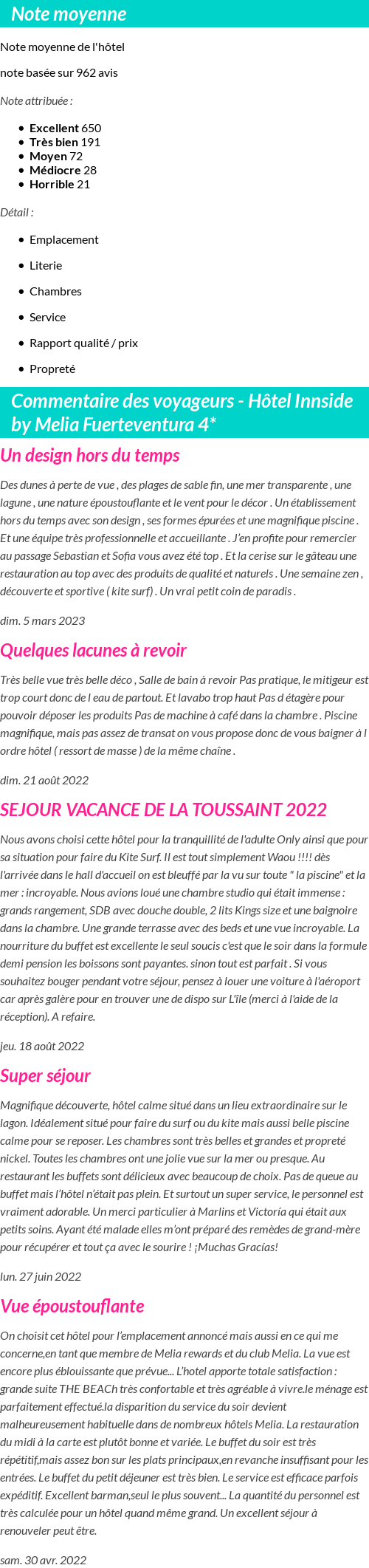 Avis clients