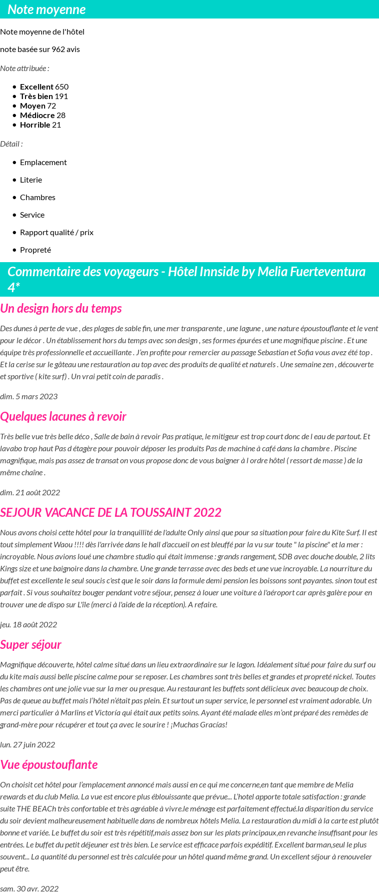 Avis clients