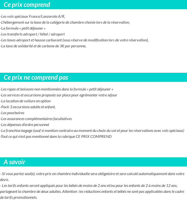 Conditions tarifaires