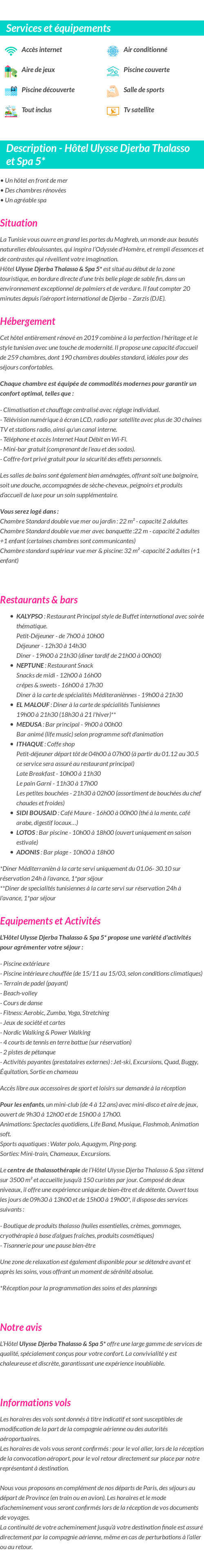Détails du séjour