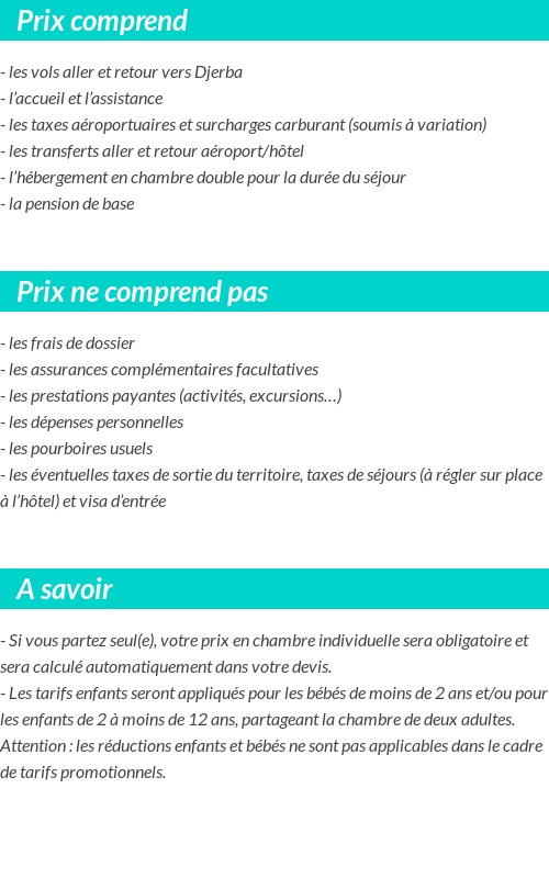 Conditions tarifaires